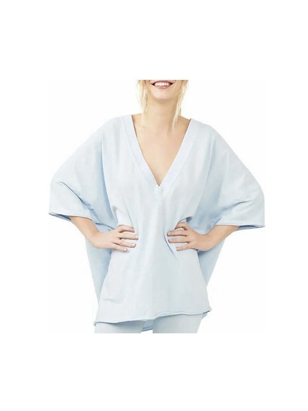 Free People Movement Hot Shot Reversible Tee in Blue Size M Oversized Logo